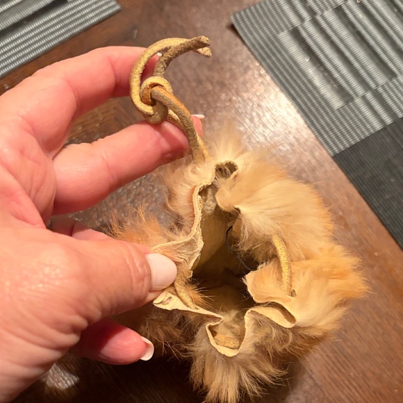 Fluffy Tan Rabbit Fur Pouch Accessory - Picture 4 of 6
